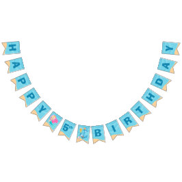 マーメイドガール可愛いカスタムキッズプール誕生日パーティー バンティングフラッグ