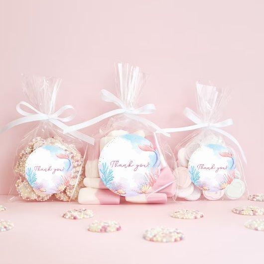 マーメイドガール誕生日パーティーありがとう ラウンドシール