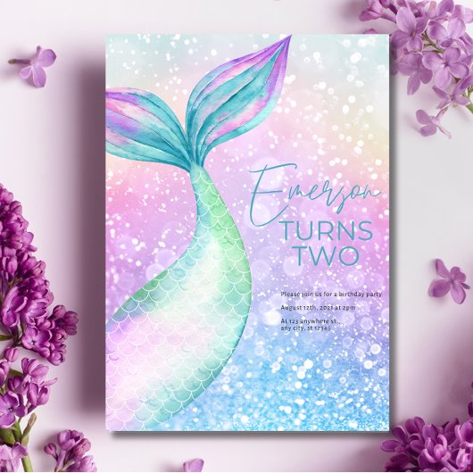 マーメイドガール誕生日パーティーの招待状、マーメイド 招待状