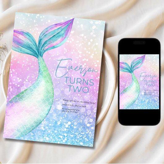 マーメイドガール誕生日パーティーの招待状、マーメイド 招待状
