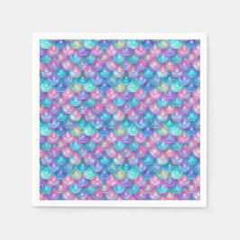 マーメイドガール誕生日パープルピンク スタンダードカクテルナプキン