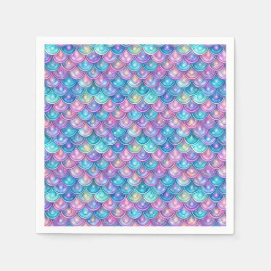 マーメイドガール誕生日パープルピンク スタンダードカクテルナプキン (正面)