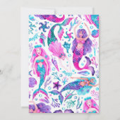 マーメイドガール誕生日ピンク&パープルパーティー 招待状 (裏面)