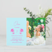 マーメイドガール誕生日ミニマリストモダン写真 招待状 (スタンド正面)