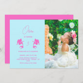 マーメイドガール誕生日ミニマリストモダン写真 招待状 (正面/裏面)