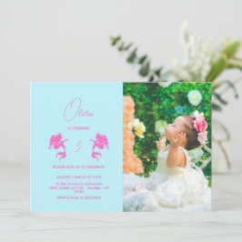 マーメイドガール誕生日ミニマリストモダン写真 招待状