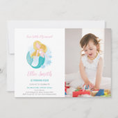 マーメイドガール誕生日招待状と写真 招待状 (正面)