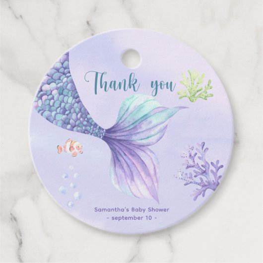 マーメイドガール赤ちゃんシャワー フェイバータグ (正面)