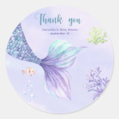 マーメイドガール赤ちゃんシャワー ラウンドシール (正面)