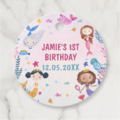 マーメイドガール1stバースデーパーティー好意ラベル フェイバータグ (正面)