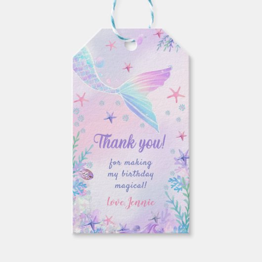 マーメイドガール1st誕生日パーティーギフトラベル ギフトタグ (正面)