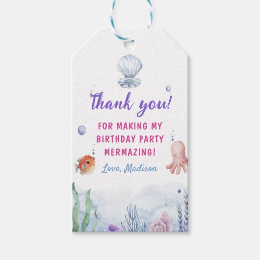マーメイドガール1st誕生日パーティー ギフトタグ (正面)