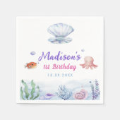 マーメイドガール1st誕生日パーティー スタンダードカクテルナプキン (正面)