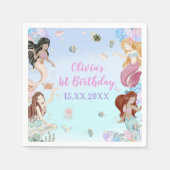 マーメイドガール1st誕生日パーティー スタンダードカクテルナプキン (正面)