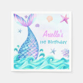 マーメイドガール1st誕生日パーティー スタンダードカクテルナプキン (正面)