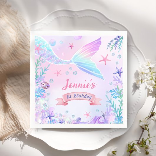マーメイドガール1st誕生日パーティー スタンダードカクテルナプキン