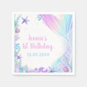 マーメイドガール1st誕生日パーティー スタンダードカクテルナプキン (正面)