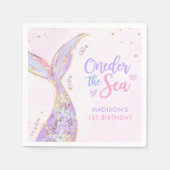 マーメイドガール1st誕生日パーティー スタンダードカクテルナプキン (正面)