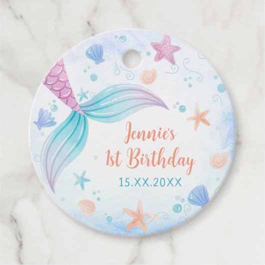マーメイドガール1st誕生日パーティー フェイバータグ (正面)