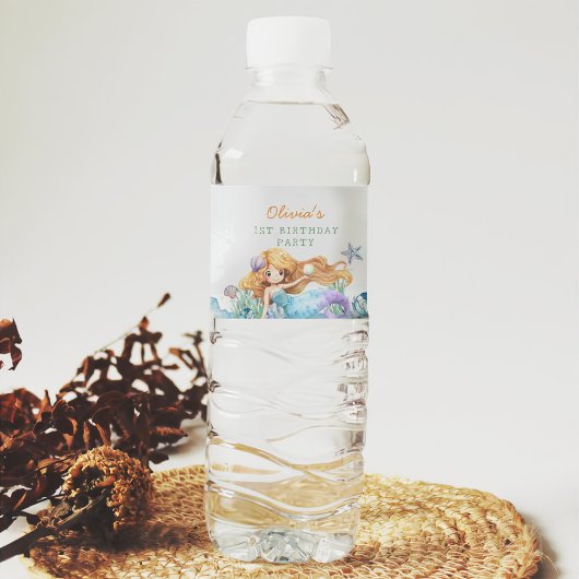 マーメイドガール1st誕生日パーティー ペットボトルラベル