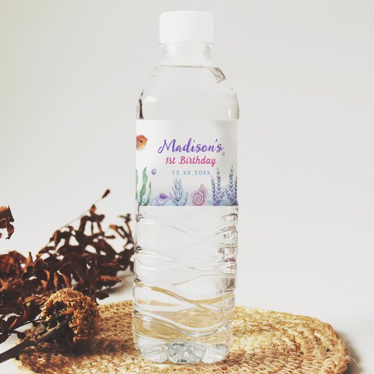 マーメイドガール1st誕生日パーティー ペットボトルラベル