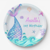 マーメイドガール1st誕生日パーティー ペーパープレート (正面)