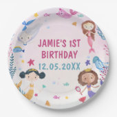 マーメイドガール1st誕生日パーティー ペーパープレート (正面)