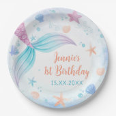 マーメイドガール1st誕生日パーティー ペーパープレート (正面)