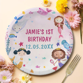 マーメイドガール1st誕生日パーティー ペーパープレート