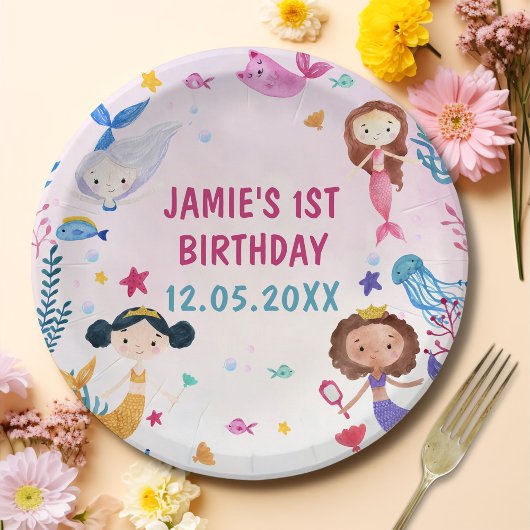 マーメイドガール1st誕生日パーティー ペーパープレート