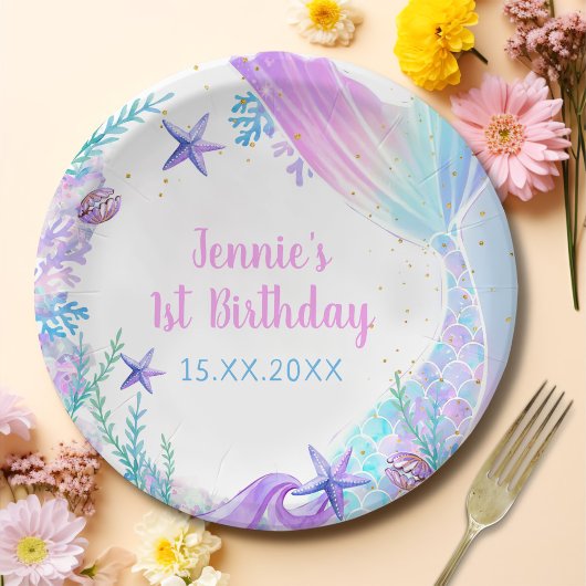 マーメイドガール1st誕生日パーティー ペーパープレート