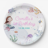 マーメイドガール1st誕生日パーティー ペーパープレート (正面)