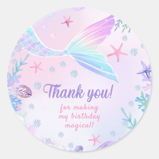 マーメイドガール1st誕生日パーティー ラウンドシール (正面)