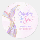 マーメイドガール1st誕生日パーティー ラウンドシール (正面)