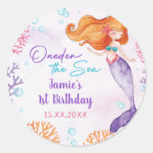 マーメイドガール1st誕生日パーティー ラウンドシール (正面)