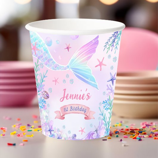マーメイドガール1st誕生日パーティー 紙コップ