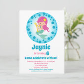 マーメイドガール – ピンクヘアバースデーパーティー 招待状 (スタンド正面)