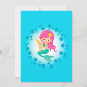 マーメイドガール – ピンクヘアバースデーパーティー 招待状 (裏面)