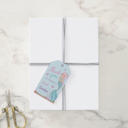 マーメイドキススターフィッシュの願い誕生日ありがとう ギフトタグ (より糸付き)