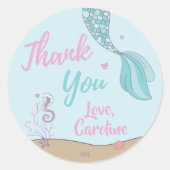 マーメイドキススターフィッシュの願い誕生日ありがとう ラウンドシール (正面)