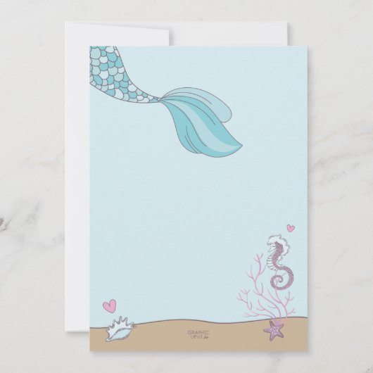 マーメイドキススターフィッシュは任意の年齢の誕生日を願う 招待状 (裏面)