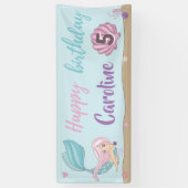 マーメイドキススターフィッシュウィッシュハッピーバースデー 横断幕 (縦)