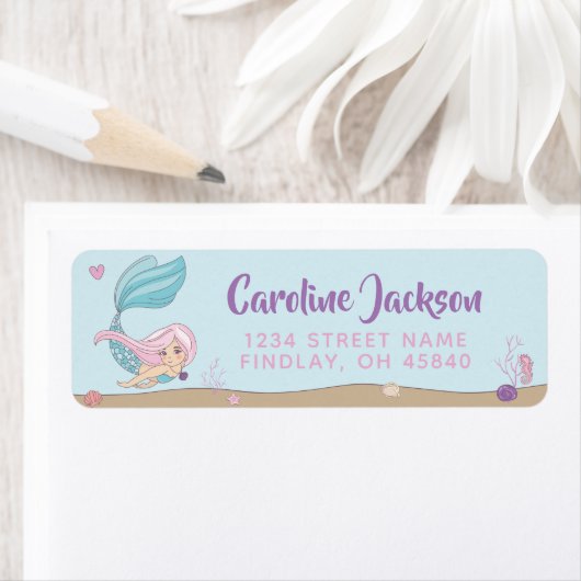 マーメイドキススターフィッシュウィッシュ誕生日 ラベル (インサイチュ)