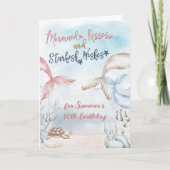 マーメイドキスズアンダーザシーパーソナライズされた誕生日 カード (正面)