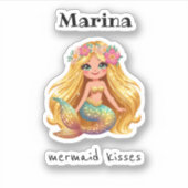 マーメイドキスパーソナライズされた名シール シール (正面)