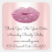 マーメイドキスリップありがとうショッピングピンク スクエアシール (正面)