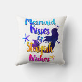 マーメイドキス&スターフィッシュの願い水色ビーチイ クッション (裏面)