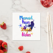 マーメイドキス&スターフィッシュの願い水色ビーチイ スタンダードカクテルナプキン (インサイチュ)