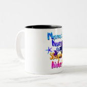 マーメイドキス&スターフィッシュの願い水色ビーチイ ツートーンマグカップ (正面左)