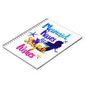 マーメイドキス&スターフィッシュの願い水色ビーチイ ノートブック (左側)